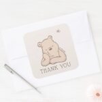 Classic Pooh Birthday Thank You Square Sticker