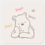 Classic Pooh Buzz Buzz Buzz Square Sticker
