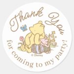 Classic Pooh And Piglet First Birthday Classic Round Sticker