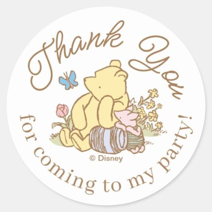 Classic Pooh And Piglet First Birthday Classic Round Sticker