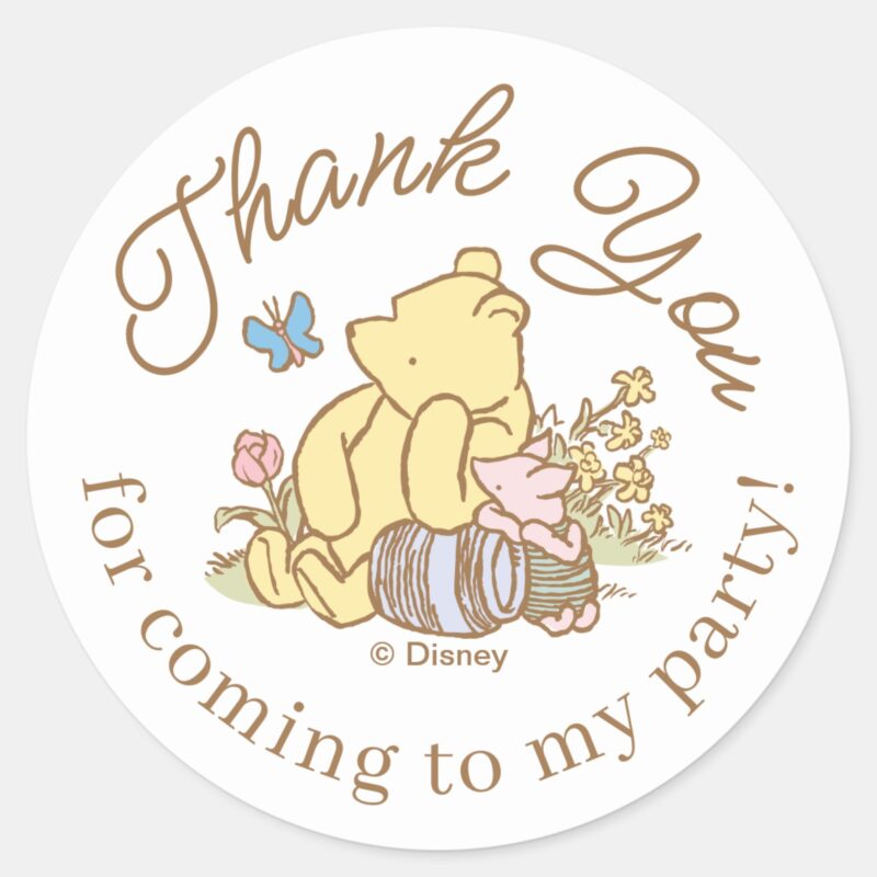 Classic Pooh And Piglet First Birthday Classic Round Sticker