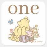Classic Pooh And Piglet First Birthday Square Sticker