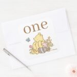 Classic Pooh And Piglet First Birthday Square Sticker