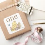 Classic Pooh And Piglet First Birthday Square Sticker