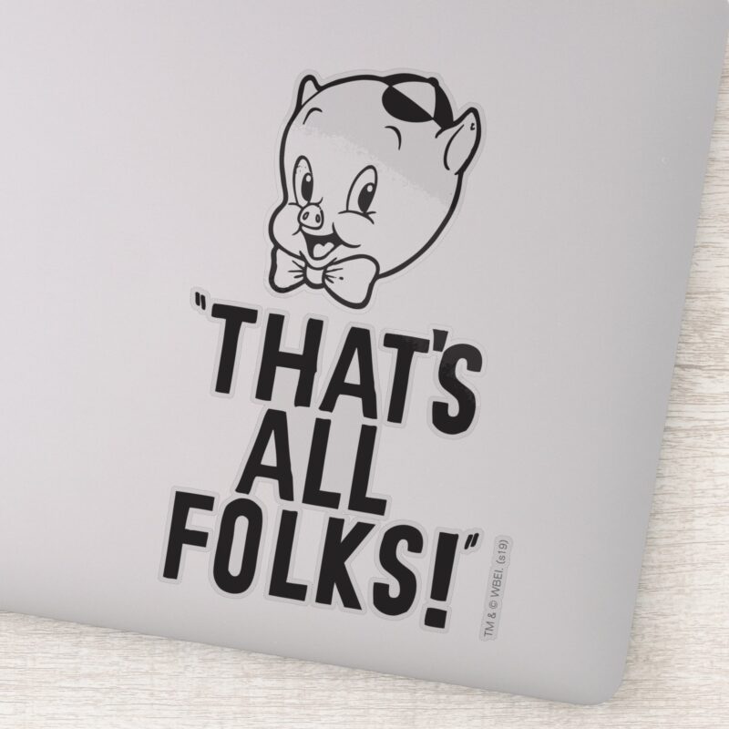 Classic Porky Pig Thats All Folks Sticker Classic Porky Pig Thats All Folks Sticker