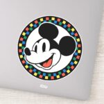 Classic Retro Mickey Mouse Colorful Checkered Sticker