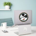 Classic Retro Mickey Mouse Colorful Checkered Sticker