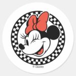 Classic Retro Minnie Mouse Checkered Classic Round Sticker