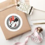 Classic Retro Minnie Mouse Checkered Classic Round Sticker