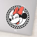 Classic Retro Minnie Mouse Checkered Sticker