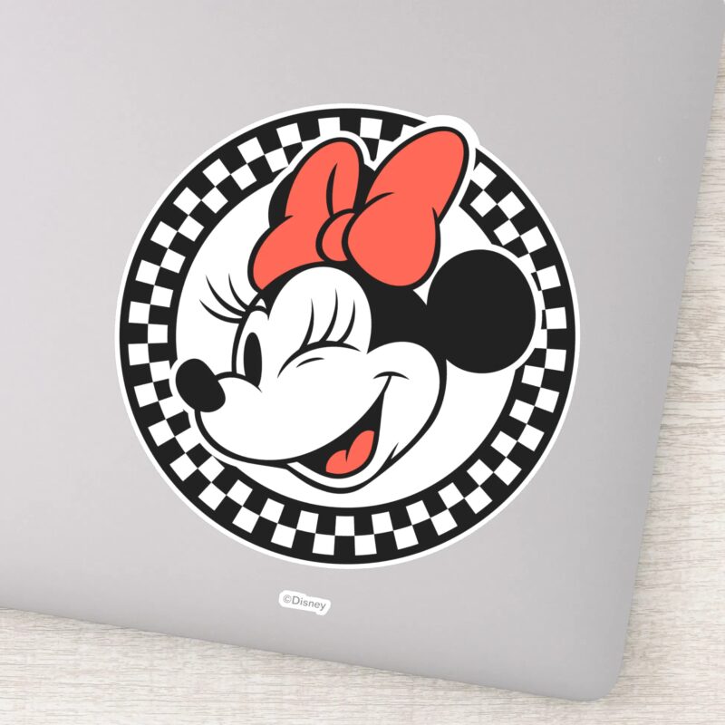 Classic Retro Minnie Mouse Checkered Sticker