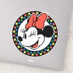 Classic Retro Minnie Mouse Colored Checkered Sticker