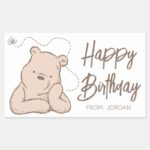 Classic Winnie The Pooh Happy Birthday Gift Rectangular Sticker