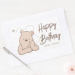 Classic Winnie The Pooh Happy Birthday Gift Rectangular Sticker