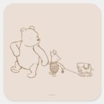 Classic Winnie The Pooh And Piglet Square Sticker