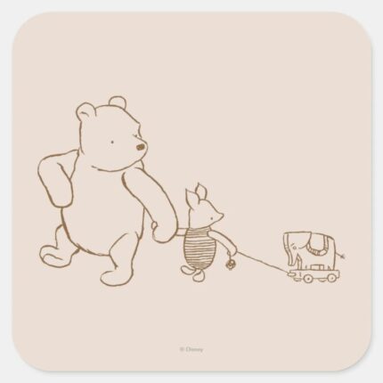 Classic Winnie The Pooh And Piglet Square Sticker