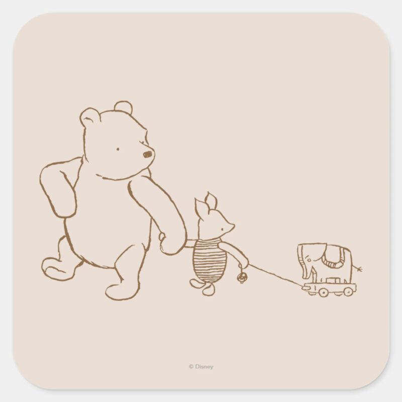 Classic Winnie The Pooh And Piglet Square Sticker