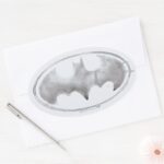 Coffee Bat Symbol Gray Oval Sticker