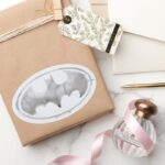 Coffee Bat Symbol Gray Oval Sticker