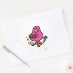 Colorful Mr. Greedy Eating Classic Round Sticker