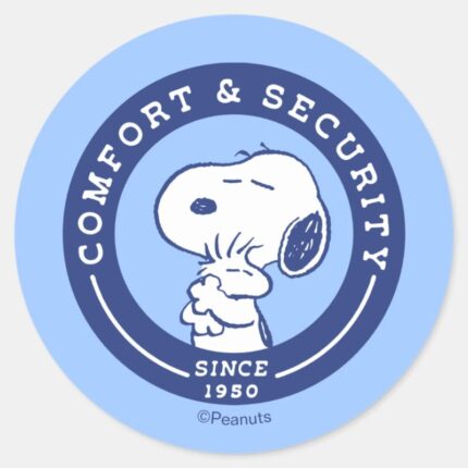 Comfort Security Snoopy Woodstock Hug Classic Round Sticker