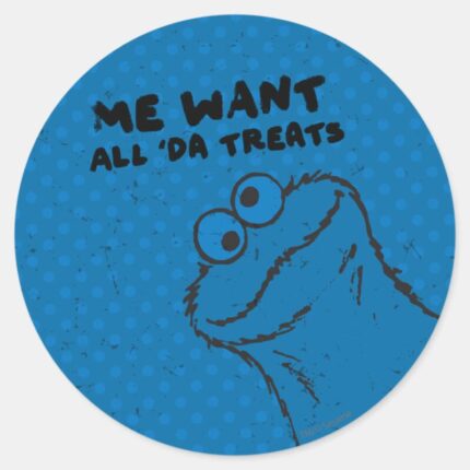 Cookie Monster All Da Treats Classic Round Sticker