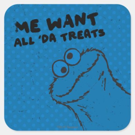 Cookie Monster All Da Treats Square Sticker