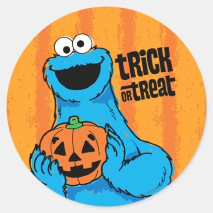 Cookie Monster Trick Or Treat Classic Round Sticker