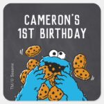 Cookie Monster Birthday Chalkboard Square Sticker