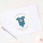 Cookie Monster Bodysuit Baby Shower Address Classic Round Sticker