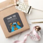 Cookie Monster Chalkboard Baby Shower Thank You Square Sticker