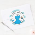 Cookie Monster Doodley Graphic Classic Round Sticker