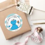 Cookie Monster Doodley Graphic Classic Round Sticker