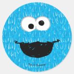 Cookie Monster Fur Face Pattern Classic Round Sticker