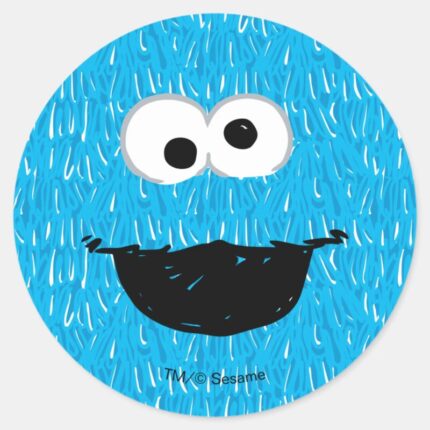 Cookie Monster Fur Face Pattern Classic Round Sticker