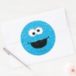 Cookie Monster Fur Face Pattern Classic Round Sticker