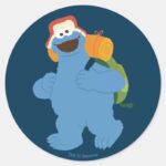 Cookie Monster Hiking Classic Round Sticker