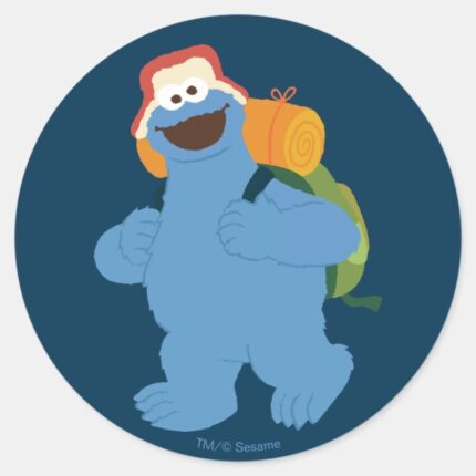Cookie Monster Hiking Classic Round Sticker