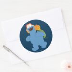 Cookie Monster Hiking Classic Round Sticker
