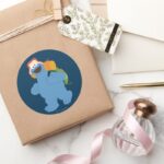 Cookie Monster Hiking Classic Round Sticker