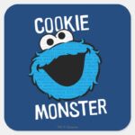 Cookie Monster Pattern Face Square Sticker
