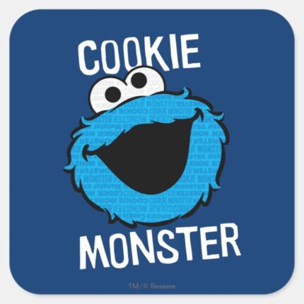 Cookie Monster Pattern Face Square Sticker