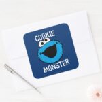 Cookie Monster Pattern Face Square Sticker