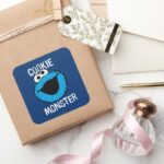 Cookie Monster Pattern Face Square Sticker
