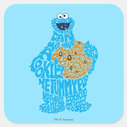 Cookie Monster Pattern Fill Square Sticker