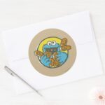 Cookie Monster Retro Classic Round Sticker