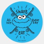 Cookie Monster Skate Logo Skate Eat 24 7 Classic Round Sticker