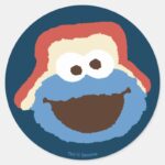 Cookie Monster Woodland Face Classic Round Sticker