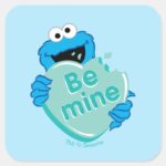 Cookie Monster Be Mine Valentines Heart Candy Square Sticker