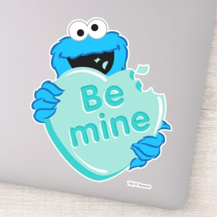 Cookie Monster Be Mine Valentines Heart Candy Sticker